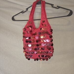 Pink Sequin Crochet Shoulder Bag (Childrens Size)